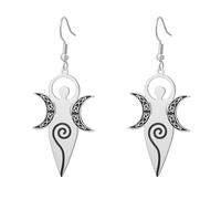 Orecchini della dea celtica della fertilità Amuleto pagano wiccan magico della dea della tripla luna a spirale Gioielli religiosi Regalo per donne Mamma (argento)