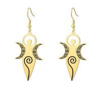 Orecchini della dea celtica della fertilità Amuleto pagano wiccan magico della dea della tripla luna a spirale Gioielli religiosi Regalo per donne Mamma (oro)