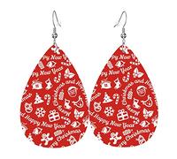 Orecchini di buon Natale per le donne, orecchini in pelle di felice anno n ciondolano orecchini a goccia leggeri gioielli per donne ragazze