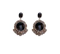 Orecchini di cristallo nero con zircone-Orecchini a lora 14K placcato in oro ipoallergenico da donna, elegante regalo per feste, matrimoni, gioielli di tutti i giorni