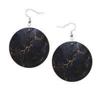 Orecchini Di Cuoio Abstract Marble Black Simple Modern Confortevoli Orecchini Di Pelle Stampa Ciondolo Orecchio Per Mamma Bambina Decorazioni