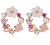 Orecchini di Fiori Dolci Eleganti Orecchini di Perle finte Orecchini a Bottone con Ghirlanda Accessori per Gioielli Beautiful Design