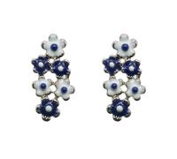 Orecchini di fiori piccoli blu e bianchi per le donne, orecchini pendenti di fiori, matrimonio elegante, festa di compleanno, gioielli squisiti e belli di Natale