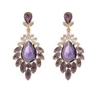 Orecchini di fiori viola in stile retrò e lussuoso, con diamanti tondi e perni d’argento a forma di gocciola. Questo è un accessorio francese di tipo giudiziario, elegante e di nicchia