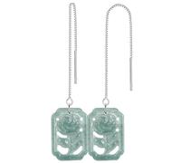 Orecchini di giada Acqua blu Fei Cui Ciondolo di fiori di giada Fili for l'orecchio Orecchini di cristallo Goccia Ciondolo Parti in argento puro Rosone antico Chakra Gemma dell'equilibrio Feng Shui Ri