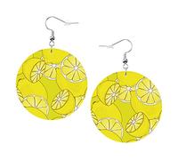 Orecchini di limoni gialli succosi Orecchini in pelle a forma rotonda di limone Orecchini pendenti leggeri da donna e ragazza, perfetti da indossare tutti i giorni