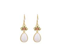 Orecchini di loto di giada color smalto cinese tradizionale orecchini in argento sterling con borchie ipoallergeniche materiali placcati in oro orecchini da donna
