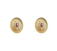 Orecchini di moda ovali con gemma rossa orecchini con cristallo e accento eleganti gioielli formali adatti per le uscite, il lavoro e la vita quotidiana