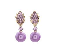 Orecchini di perle a forma di diamante intarsiati viola chiaro di lusso, design retrò per le donne, regalo di gioielli di eleganza alla moda di fascia alta