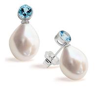 Orecchini dI Perle coltivate d'acqua dolce Barocca o Grandi Orecchini Ciondoli di Zirconia Cubica SECRET & YOU Design You & Me- Orecchini in argento sterling 925 con grande dado.