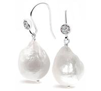 Orecchini di Perle Coltivate d'acqua dolce Edison Barocca da 13 a 13,5 mm con Zirconi da donna SECRET & YOU - Argento sterling 925 rodiato.
