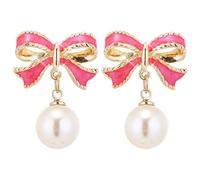 Orecchini di perle con fiocco Clip per orecchie Orecchini alla moda e versatili Orecchini alla moda coreano Nuovo Internet Orecchini personalizzati Orecchini di dichiarazione di luce, Misura unica