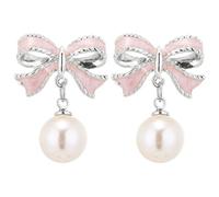 Orecchini di perle con fiocco Clip per orecchie Orecchini alla moda e versatili Orecchini alla moda coreano Nuovo Internet Orecchini personalizzati Orecchini di dichiarazione di luce, Misura unica