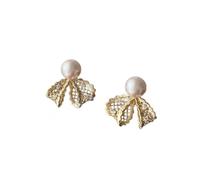 Orecchini di perle con nodo a farfalla, orecchini eleganti ed eleganti, accessori alla moda versatili, adatti per il pendolarismo quotidiano e l'abbigliamento da dating femminile