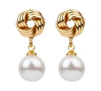 Orecchini di Perle con Nodo d'Amore, Orecchini Pendenti di Perle Dorate per Donna Orecchini Pendenti di Perle Alla Moda Orecchini di Perle con Nodo Regalo di Gioielli per Damigelle d'Onore