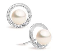 Orecchini di perle da donna coltivati Acqua dolce forma a botone 7,5-8 mm SECRET & YOU - Orecchini in argento sterling 925 rodiato