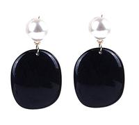 Orecchini di perle nere pendenti a goccia in resina acrilica allergia geometrica lunga orecchini a goccia imitazione orecchini di perle per le donne regalo di festa lavorazione durevole