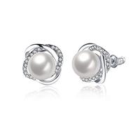 Orecchini di Perle Orecchini a Perno per Le Donne Compleanno Festa della Mamma Regali Argento Creativo e utile Clever