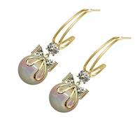 Orecchini di perle unici a forma di sirena, eleganti orecchini di perle con nodo di fiocco e diamanti scintillanti decorati