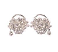 Orecchini di perle vintage europei e francesi con un senso di lusso, design per piccoli gruppi, orecchini versatili a cestello di perle per il pendolarismo.