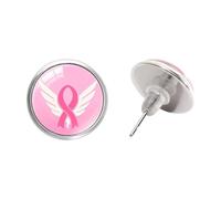 Orecchini di supporto alla moda per cancro al seno Gemme Costruzione in vetro adatto per occasioni professionali e casual, pietre preziose in vetro gioielli di beneficenza, Taglia unica, come