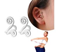 Orecchini dimagranti per digitopressione, orecchini dimagranti per digitopressione, non piercing per agopressione, orecchini dimagranti per agopressione, orecchini a clip per donne e uomini (argento)