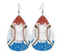 Orecchini disegnati a mano con mazze da baseball e palline, orecchini in pelle da donna, adatti per feste e uso quotidiano