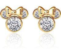 Orecchini Disney in Oro Giallo 9 KT per Bambine con Minnie, Impreziosito da Zirconia - Bianco