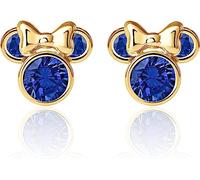 Orecchini Disney in Oro Giallo 9 KT per Bambine con Minnie, Impreziosito da Zirconia - Blu