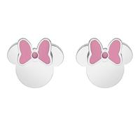 Orecchini Disney Minnie Mouse con Fiocoo Rosa, Acciaio Inossidabile nel Colore Argento per bambini e bambine, gioielli Disney