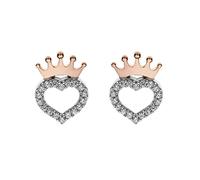 Orecchini Disney Principessa in Argento per Bambine, Corona in oro rosa, Impreziositi da Zirconia