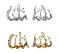 Orecchini Donna a Quattro Artigli Oro Argento Due Set Semplici Lucidi Orecchini Anallergici con Piercing All'orec per Le Donne Ragazze SET