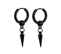 Orecchini Donna Acciaio, Unisex Acciaio inossidabile Cerchi Con Ciondolo A Cono Nero