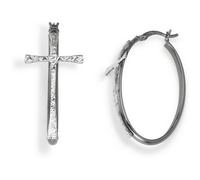 Orecchini Donna Amen CERCHIO E CROCE BLACK Argento puro 925