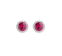 Orecchini da donna di Amen della collezione Diamonds. Gioiello in argento 925 con placcatura in rodio e zirconi bianchi e zircone rosso. La referenza è: ELUBOBBRZ.