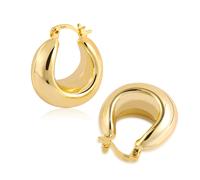 Orecchini Donna Argento 925 Ago Chunky Cerchio 14K Oro Placcato