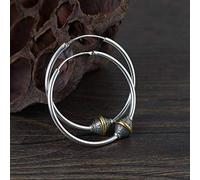 Orecchini Donna Argento 925, Grandi Orecchini Esagerati in Argento Vintage con Perline, A Cerniera Ipoallergenici Etnici Bohémien Cerchio Fine Anello Senza Fine Gioielli per Donna Uomo Raga