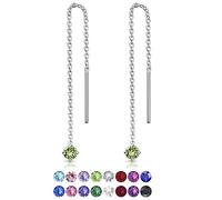 Orecchini Donna Argento 925 Pendenti con Brillantini Punto Luce di Cristallo Peridoto - Orecchini Lunghi da Donna - Saliscendi Argento 925 - Classici Eleganti Anallergici e Senza Nichel