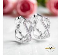 ORECCHINI DONNA ARGENTO 925 RODIATO A FORMA DI DOPPIO INFINITO CON ZIRCONI