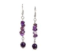 orecchini donna,boho Orecchini pendenti con ametista Tumbled Stone ametista perline rotonde Ciondolo Orecchini pendenti con gancio Orecchini di cristallo gioielli Regalo per ragazze Madre Moglie