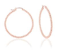 Orecchini Donna Cerchio Argento 925 Placcati Oro Rosa 18K - Orecchini Cerchio Grandi Oro Decorati con Palline - Cerchi Eleganti e Ipoallergenici Senza Nichel - Diametro 50 mm - Spessore 3 mm