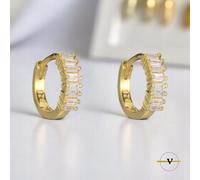 ORECCHINI DONNA CERCHIO CON ZIRCONI BIANCHI ARGENTO 925 ESTHER HUGGIES DIAMOND