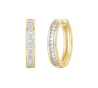 Orecchini Donna Cerchio, Oro giallo 9K Orecchini Donne Orecchini Huggie con moissanite incastonata da 1,5x2 mm