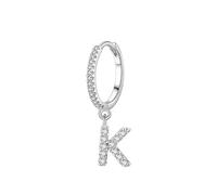 Orecchini Donna Cerchio, Platino Orecchini Donne Cerchietto con lettera K in moissanite