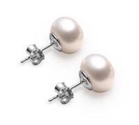 Orecchini donna con 10-11mm perla di acqua dolce coltivata Orecchini di argento sterlina in oro bianco placato 18k di VIKI LYNN