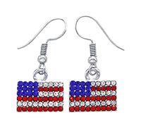 Orecchini Donna Day Drop Flag Independence Heart Jewelry Orecchini a (blue, One Size)