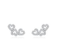 Orecchini Donna, Donna Orecchini a bottone Cuore a triplo legame con moissanite in Oro bianco 14 carati