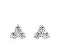 Orecchini Donna, Donna Orecchini a bottone Tre forme di fiore di moissanite in Oro Bianco