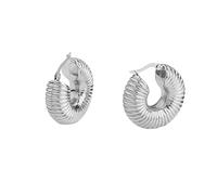 Orecchini Donna, Donne Acciaio inossidabile Cerchi Con Scanalature Argento