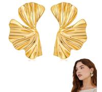 Orecchini donna eleganti placcati oro, 1 paio accessori ipoallergenici, design a foglia di ginkgo per uso quotidiano e cerimonie, stile raffinato e moderno